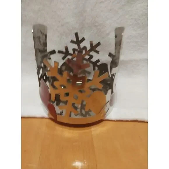 Metal Snowman Candle Holder Silver Red Gold Christmas Holiday Decor - Picture 2 of 2
